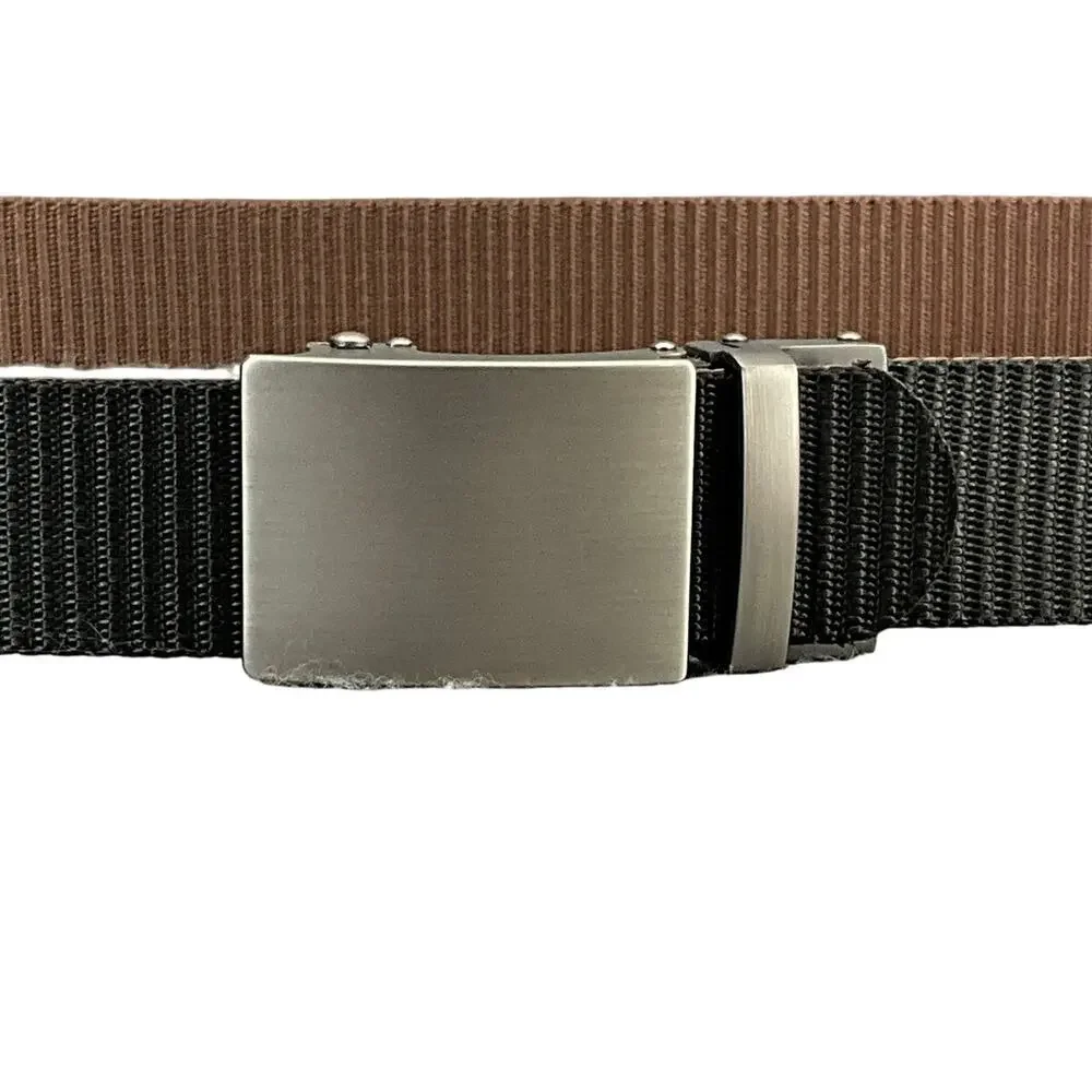Black Brown Reversible Tactical Nylon Fabric Gunmetal Buckle Belt Men 12”- 46”